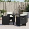 Garden Chair Set of 4 Black PE rattan Standard Foldable