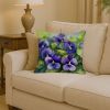 Rhode Island Violets in Watercolor Throw Pillow Machine Washable, Indoor Outdoor Decorative Pillow for Couch, Bed or Patio, 14Hx14W