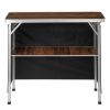 Portable Folding Bar Table with Shelf, Tradeshow Podium Table with Black Skirt and Carrying Bag, for Indoor Outdoor Party Picnic Exhibition