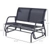 Outdoor Glider Rocking Chair for 2, Patio Bench Swing with Steel Frame, Ideal for Garden, Porch - Black