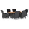 Outdoor Dining Set Dark grey Round PE rattan Large