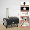 Pellet Wood Fired Pizza Oven, Outdoor Pizza Maker with 12" Rotating Stone, Peel and Waterproof Cover, Black