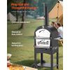 Outdoor Pizza Oven, 12" Pellet Fire Ovens, 2-Layer Pizza Oven Wood Fired, Wood Burning Outdoor Pizza-Oven with 2 Removable Wheels, 1000 F Max Temperat