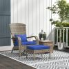 Wicker Adirondack Chair with Ottoman: Comfortable Outdoor Seating with Removable Cushions, Blue
