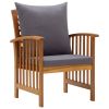 Garden Chair Set of 2 Dark grey, Natural wood Solid acacia wood