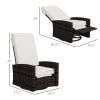 Outdoor Wicker Swivel Recliner Chair, Lifting Footrest, 360Â° Rotating Basic, Water-resistant Cushions, Khaki