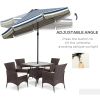 Garden Umbrella: 9ft, Blue Stripe with Tilt Crank and Ruffled Design for Deck and Pool Shade|