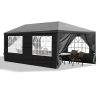 10x20ft Black Pop Up Canopy Tent, 6 Removable Sidewalls with 2 Doors 4 Windows