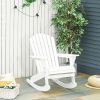 Snowy White Adirondack Rocking Chair for Outdoor Spaces, Slatted Back Design|