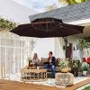 11ft Cantilever Patio Umbrella with Base, Double Top Hanging Aluminum Offset Umbrella with 360° Rotation, Easy Tilt, 8 Ribs, Crank