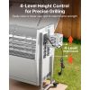 Rotisserie Grill, 38W BBQ Outdoor Pig & Lamb Spit Roaster, Charcoal Spit Roaster with 132 LBS Capacity, Wheels & 4-Level Height, Stainless Steel Rotis