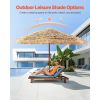 Tiki Umbrella, 9 ft Thatched Patio Umbrella with Tilt, Hawaiian Style Beach Parasol with Durable PP Thatch and 8 Metal Ribs, Grass Pool Umbrellas for