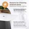 5-Piece Outdoor Pedestal Dining Set, 44" Rounded Square Sintered Stone Table with Flared Base and 4 Swivel Rockers, Sunbrella Cushions