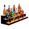 LED Lighted Liquor Bottle Display, 3 Tiers 48 Inch Commercial Illuminated Home Bar Shelf, 3 Steps Whiskey Rack Stand