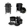 Outdoor double-layer grill, charcoal wood fired braising and smoking stove