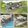 Reversible Outdoor Rug, Waterproof Plastic Straw with Carry Bag, 9' x 18', Black & White Square Patchwork