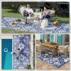 RV Patio Carpet 9 x 18 ft Outdoor Mat with Bag Blue White Design