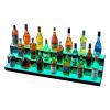 LED Lighted Liquor Bottle Display, 3 Tiers 48 Inch Commercial Illuminated Home Bar Shelf, 3 Steps Whiskey Rack Stand
