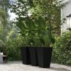 Set of 3 Tall Planters with Drainage Hole, 24" Outdoor Flower Plant Pots, Indoor Planters for Porch, Front Door, Entryway, Patio and Deck, Black