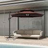 11ft Cantilever Patio Umbrella with Base, Double Top Hanging Aluminum Offset Umbrella with 360° Rotation, Easy Tilt, 8 Ribs, Crank