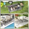 Reversible Outdoor Rug, Waterproof Plastic Straw with Carry Bag, 8' x 10', Black & White Rhombus Patchwork
