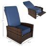 Outdoor Wicker Swivel Recliner Chair, Lifting Footrest, 360Â° Rotating Basic, Water-resistant Cushions, Dark Blue