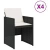 Garden Chair Set of 4 Black PE rattan Standard Foldable