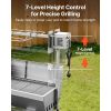 Rotisserie Grill, 38W BBQ Outdoor Pig & Lamb Spit Roaster, Charcoal Spit Roaster with 132 LBS Load Capacity & 7-Level Height, Stainless Steel Electric
