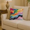 Progress Pride Waves of Unity Throw Pillow Machine Washable, Indoor Outdoor Decorative Pillow for Couch, Bed or Patio, 14Hx14W