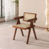 Modern Mid Century Dining Chairs Set of 2, Rattan Accent Chairs, Comfy Armchairs