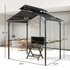 8 x 5ft Hardtop Grill Gazebo with Double Metal Roof, 2 Side Shelves and 10 Hooks for Patio Backyard Lawn Deck