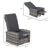 Outdoor Wicker Swivel Recliner Chair, Lifting Footrest, 360Â° Rotating Basic, Water-resistant Cushions, Gray