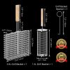 Grill Basket Set, Removable Wooden Handle, 304 Stainless Steel, Rolling BBQ Tools, Smoker Grilling Accessories for Vegetable Fish, Outdoor Cooking Cam