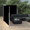 Side Awning Black fabric, Grey frame Polyester, Powder-Coated Steel