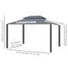 10' x 12' Hardtop Gazebo Canopy with Polycarbonate Roof, Aluminum Frame, Permanent Pavilion Outdoor Gazebo with Netting, for Patio, Garden, Backyard