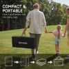 Outdoor Mat 8x10 Reversible Boho, RV Camping Patio, Gray & White, Portable