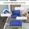 Wicker Adirondack Chair with Ottoman: Comfortable Outdoor Seating with Removable Cushions, Blue