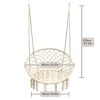Hammock Chair Macrame Swing Chair Handmade Knitted Hanging Cotton Rope Chair for Indoor/Outdoor Home Patio Deck Yard Garden Reading Leisure Beige