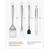 Grilling Accessories, 4PCS BBQ Grill Tool Set, Heavy Duty Stainless Steel Barbecue Tools, Kitchen Utensils with Tong, Spatula, Fork, Brush, for Outdoo