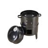 Outdoor double-layer grill, charcoal wood fired braising and smoking stove
