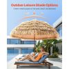 Tiki Umbrella, 8 ft Thatched Patio Umbrella with Tilt, Hawaiian Style Beach Parasol with Durable PP Thatch and 8 Metal Ribs, Grass Pool Umbrellas for