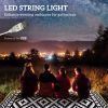 Outdoor Rug Carpet Reversible Plastic Straw Rug with LED Lights Black and White 12' x 9' for Patio