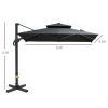 10ft Offset Patio Umbrella, Hanging Cantilever Umbrella, Square Shape, Aluminum Cross Base, Tilt, 360-Degree Rotation, Gray