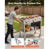 Outdoor Propane Griddle, 2 Burners (11,600 BTU Each), Commercial Stainless Steel Gas Griddle Cart with 4 Lockable Wheels, 1/3 Food Pan, Easy-Grip Side