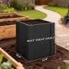 Raised Garden Bed Galvanized Planter Box Outdoor with Gloves for Gardening Vegetables, Flower, Herb, 1.4 x 1.4 x 1.5 ft, Black