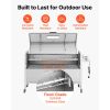 Rotisserie Grill, 38W BBQ Outdoor Pig & Lamb Spit Roaster, Charcoal Spit Roaster with 132 LBS Capacity, Wheels & 4-Level Height, Stainless Steel Rotis