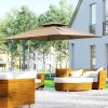 10ft Offset Patio Umbrella with Base, Double Top Hanging Aluminum Cantilever Umbrella with 360-degree Rotation, Easy Tilt, 8 Ribs, Crank, Cross Base