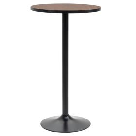 42 Bar Height Round Table Weathered Wood Top Steel Frame for Home Bar Kitchen Dining Room Brown Black