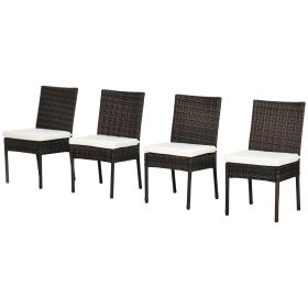 Backyard Bliss - Rattan Dining Chairs with White Cushions for Supreme Patio Comfort