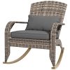 Adirondack Rocking Chair Outdoor Wicker High Back Seat Cushion Pillow Porch Balcony Gray
